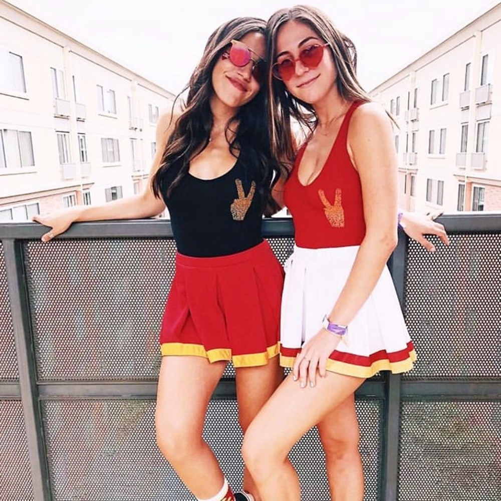 RED and GOLD trim cheerleader skirt